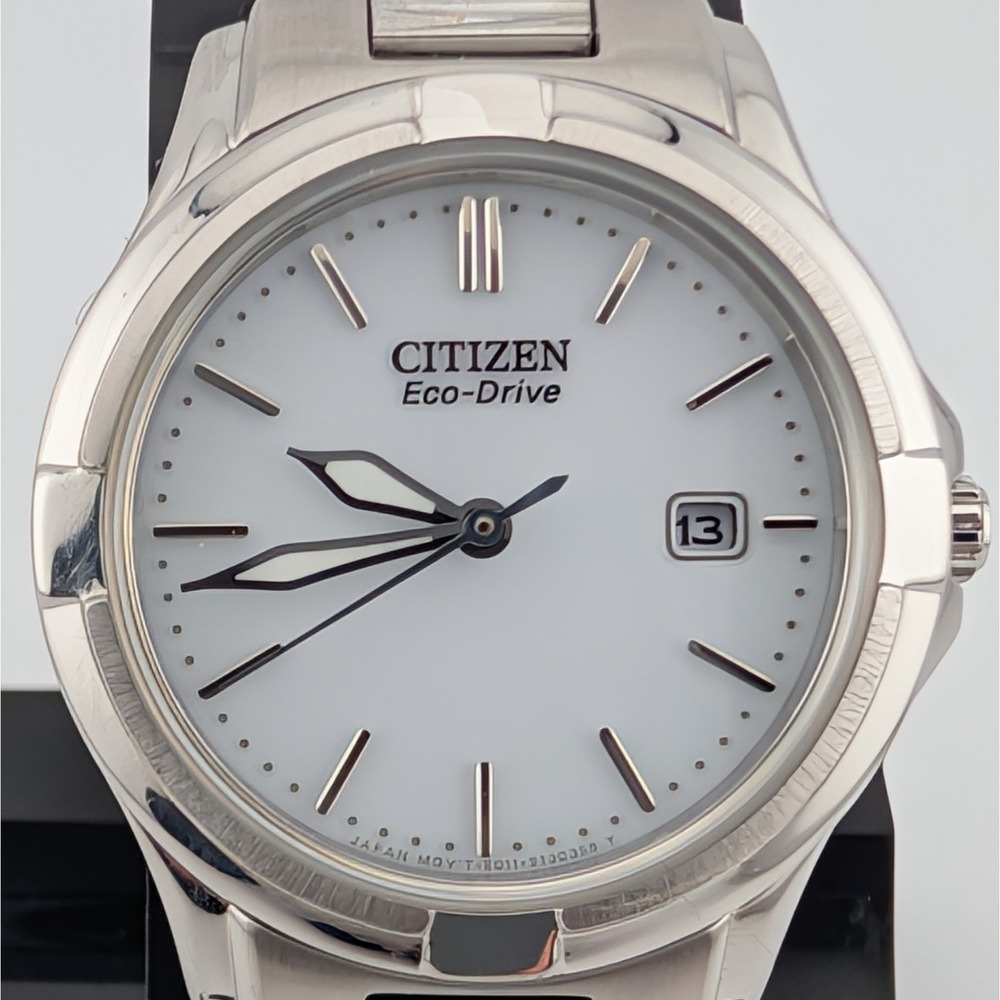 Citizen Eco-Drive Silhouette Sport White Dial Date Watch E011-S091039 Links - Picture 3 of 11